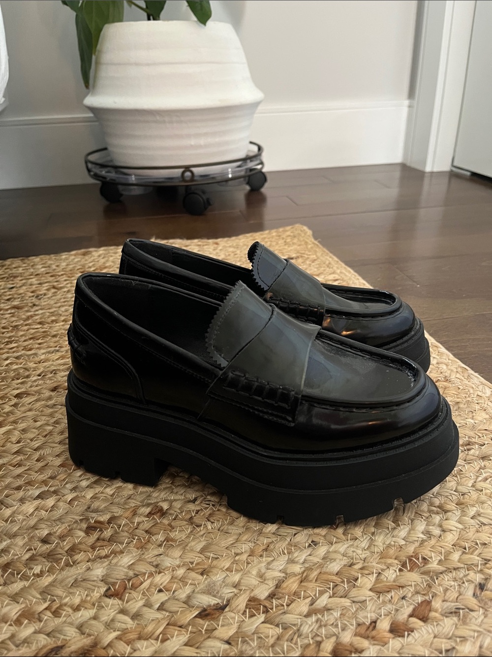 Steve Madden Black Chunky Platform Penny Loafers